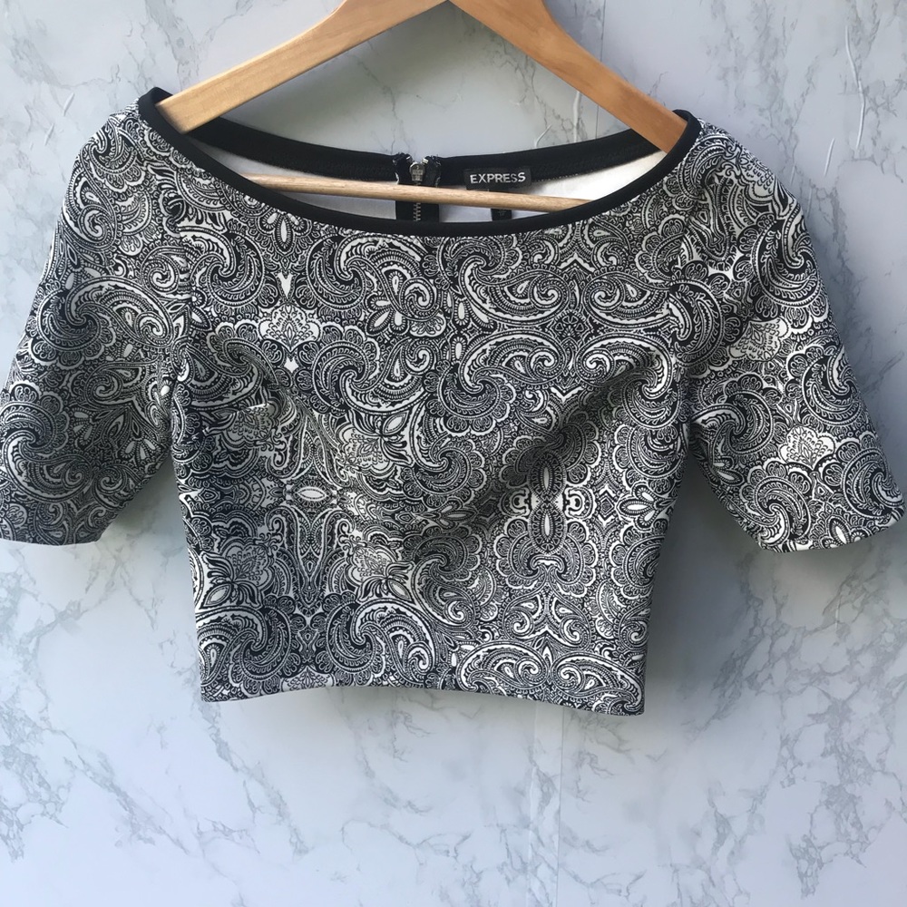 Express | Zip Back Paisley Crop Top